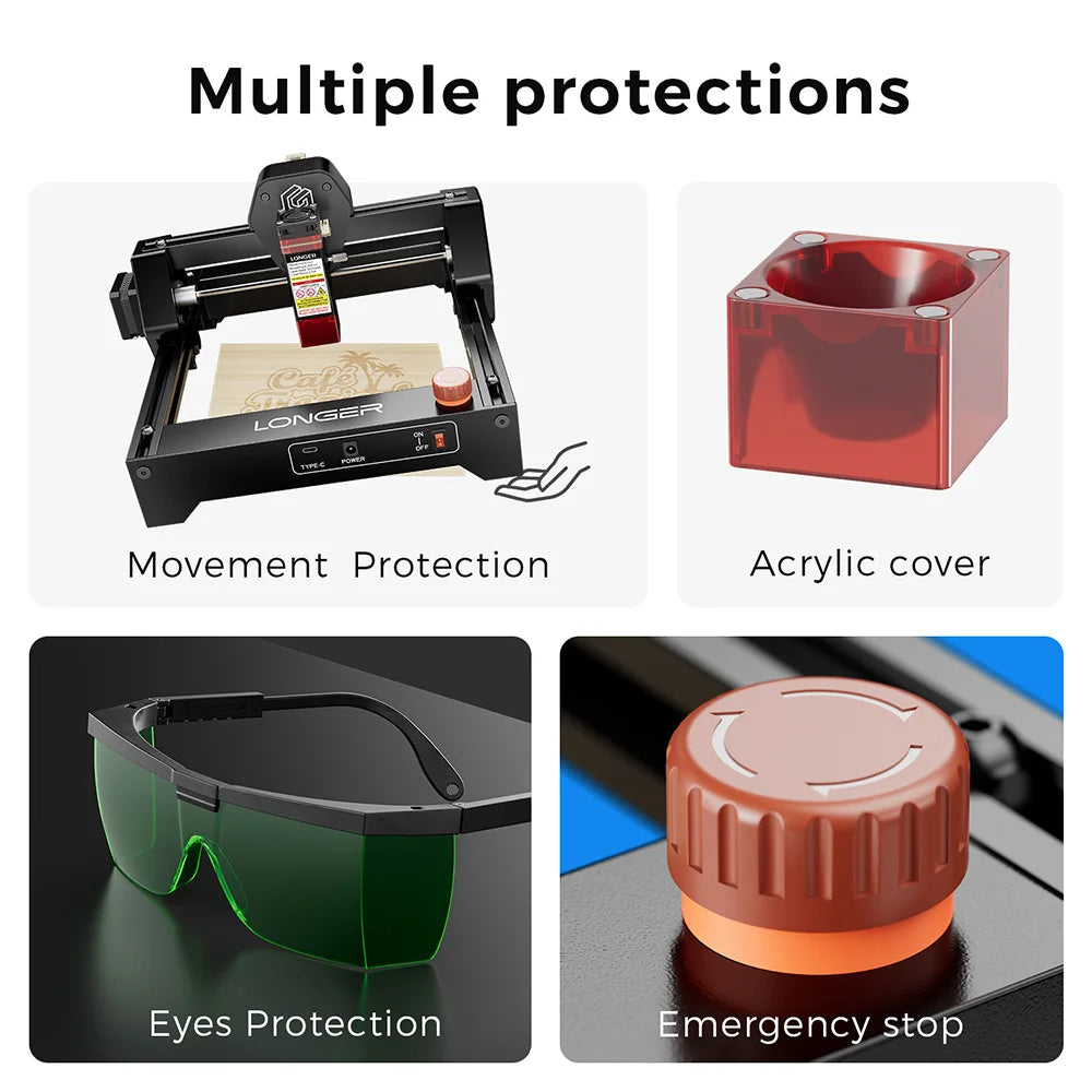 LONGER RAY5 Mini Laser Engraver 2.5W, 12,000mm/min, 0.04mm Precision, 130*140mm Working Area, LightBurn/LaserGRBL,300+ Materials