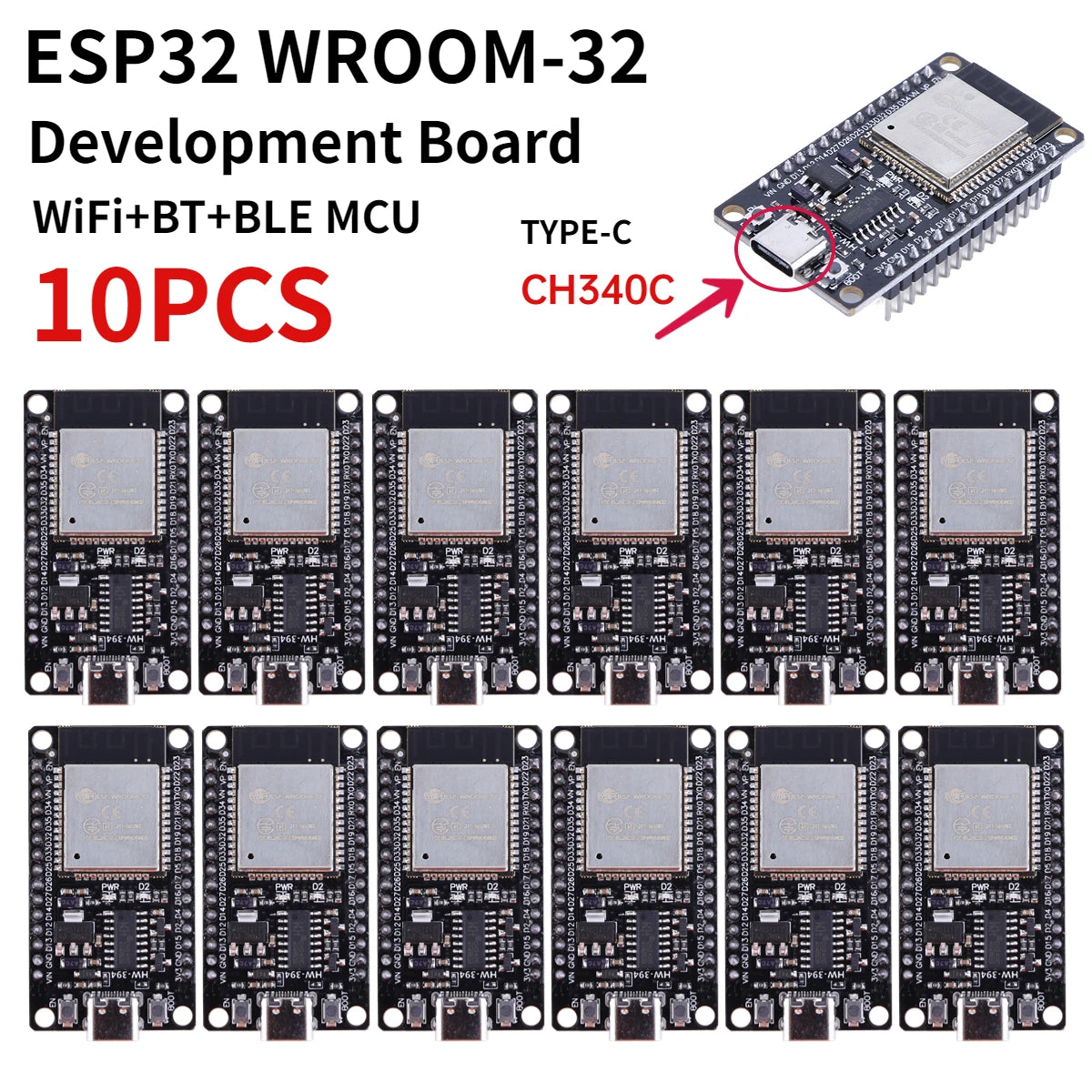 ESP32 -32 Development Board TYPE-C CH340C/ USB CP2102 WiFi+Bluetooth Ultra-Low Power Consumption Dual Core Wireless Module
