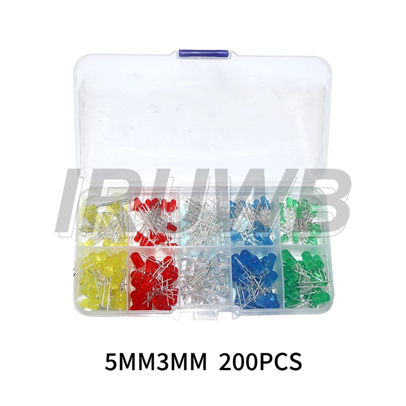 F3 F5 LED Diode Various Kits White Green Red Blue Yellow 3MM 5MM Light Emitting Diode Electronic Kit Box