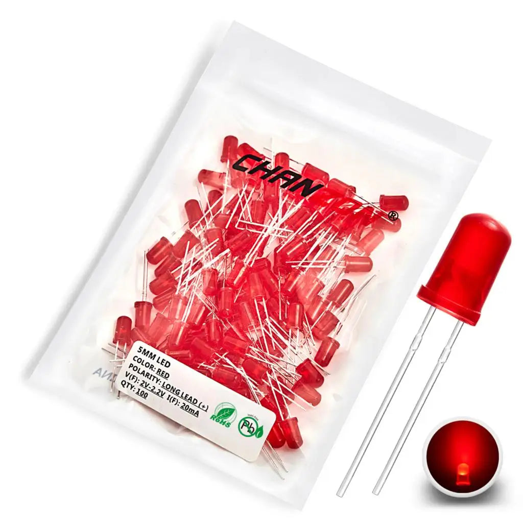 Diffused 5mm Led Diode Kit White Red Green Blue Yellow Orange 2V 3V Bulb Light Emitting Assortment Set Diy Arduino Pcb Circuit