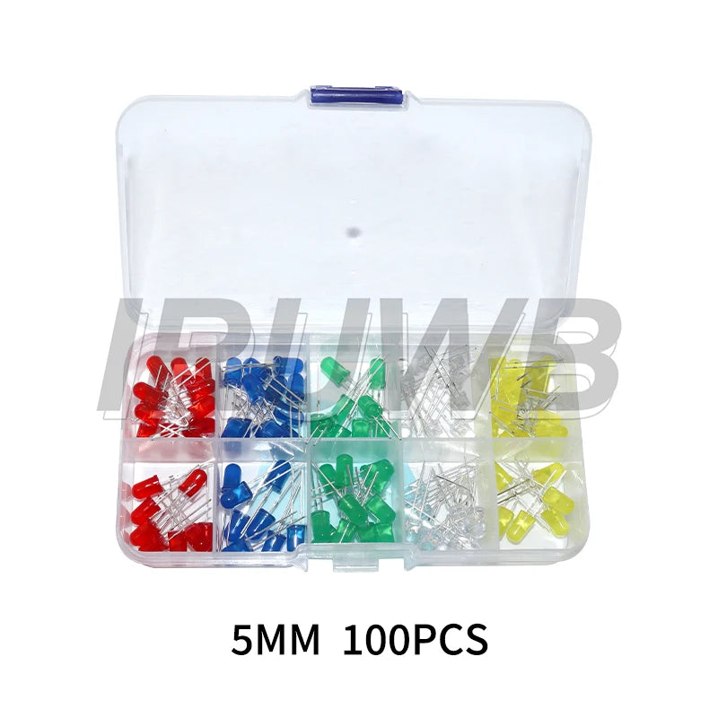 F3 F5 LED Diode Various Kits White Green Red Blue Yellow 3MM 5MM Light Emitting Diode Electronic Kit Box