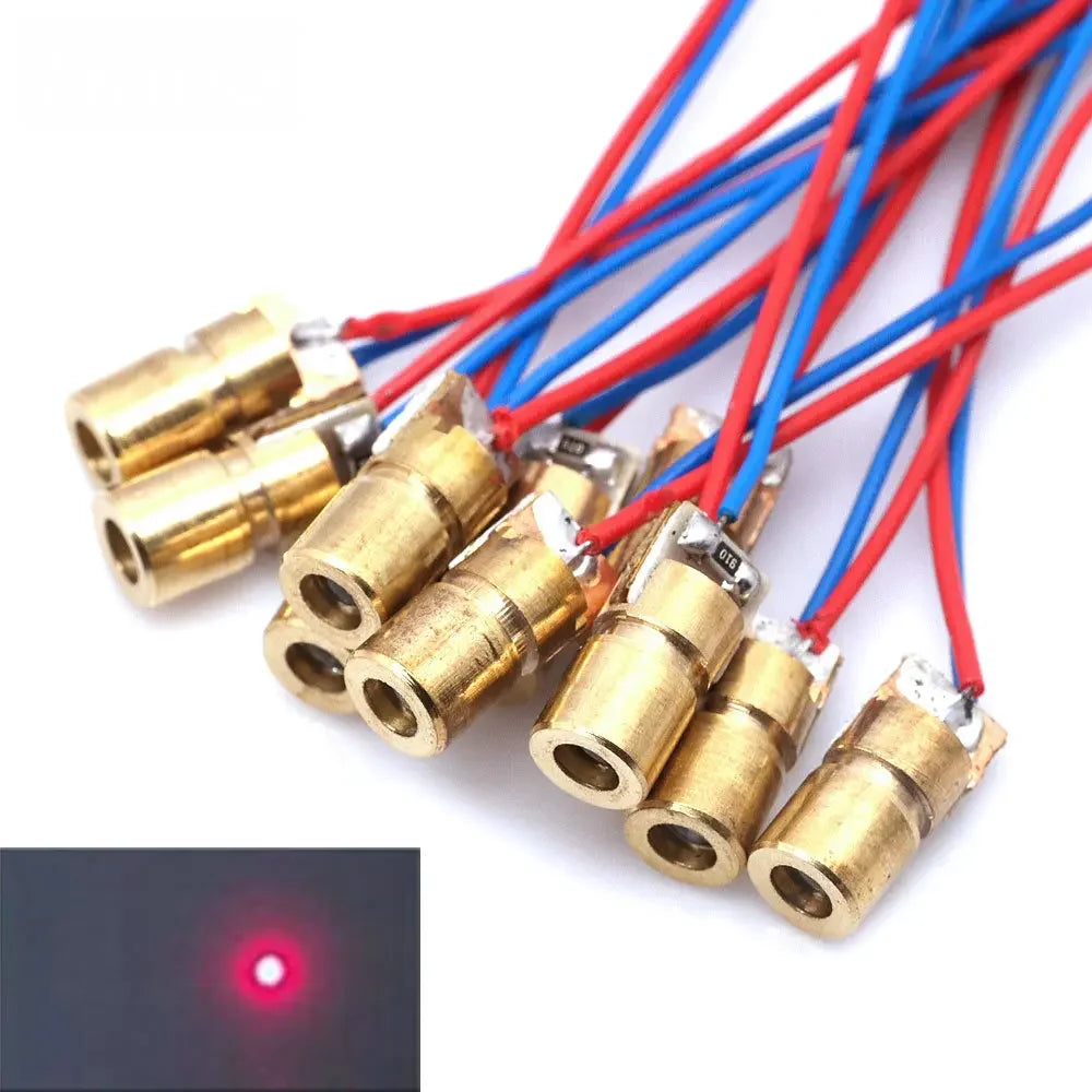 10PCS/LOT Laser Diodes 5mW 650 nm Diodo RED Dot Laser Diod Circuit 3V/5V 5mW 650nm Module Pointer Sight Copper Head