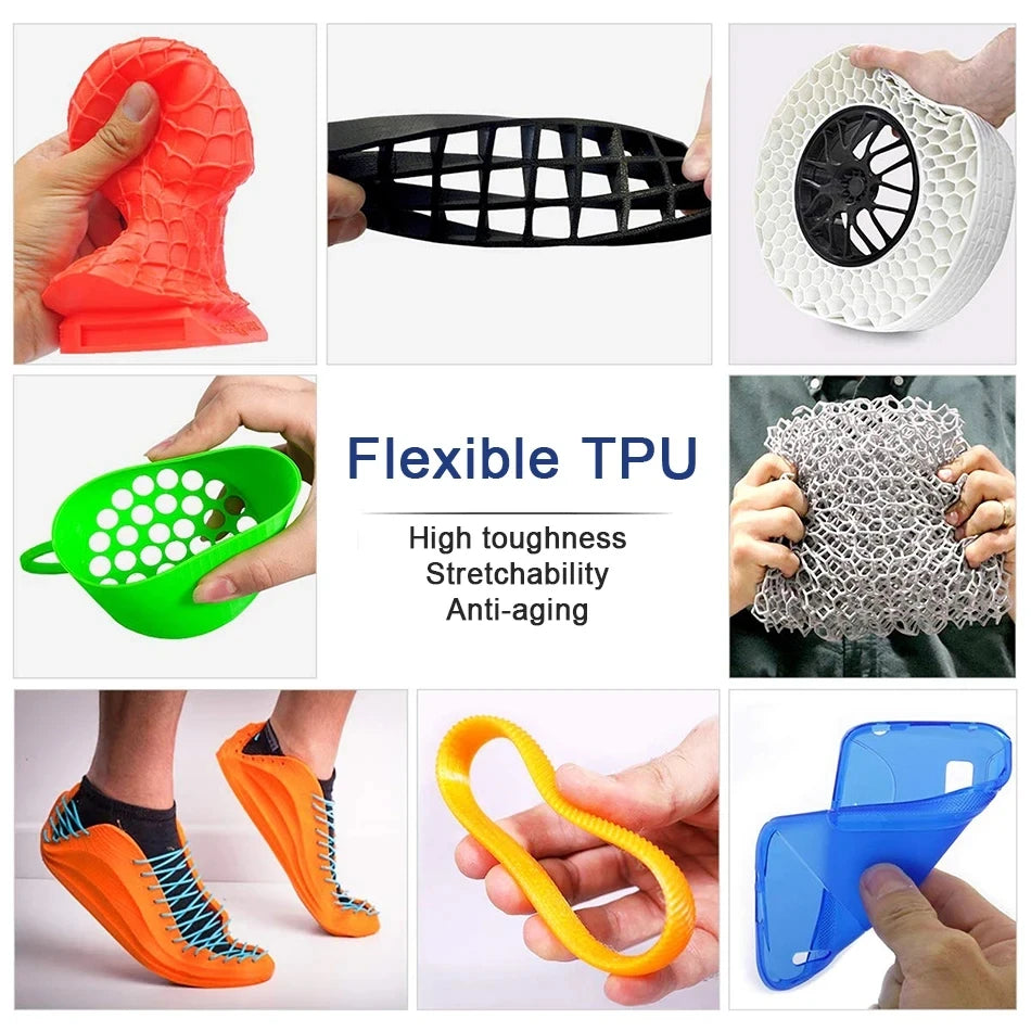 Flexible Filament TPU 1.75mm 1KG 3D Filament TPU Printing Material Transparent Filament Turquoise For 3D Printer TPU Filamento