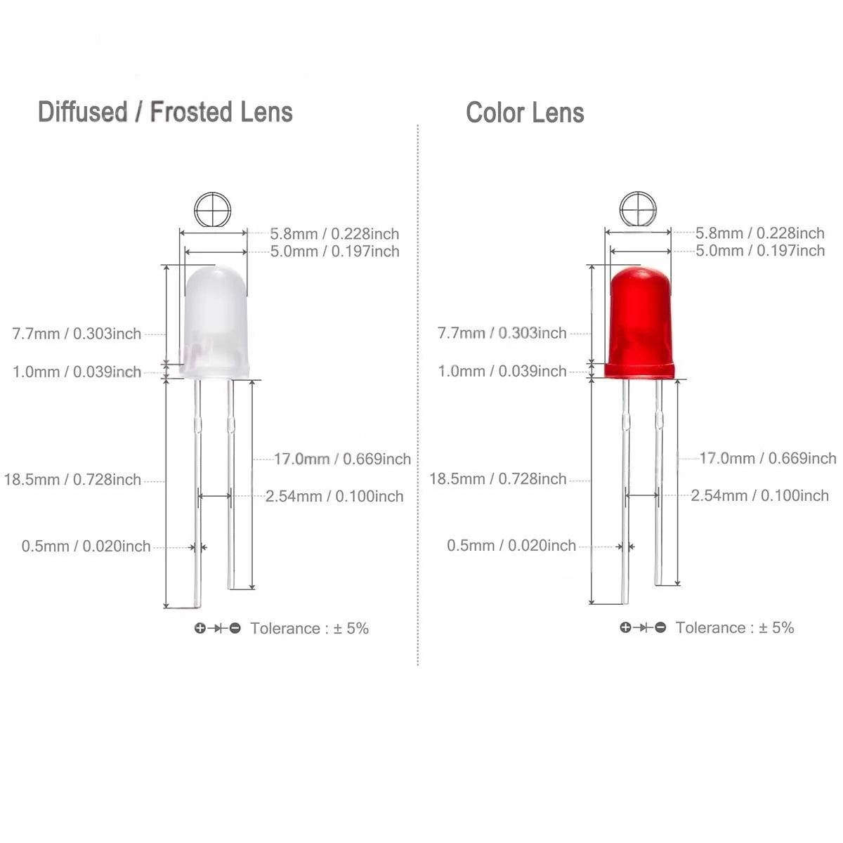 Diffused 5mm Led Diode Kit White Red Green Blue Yellow Orange 2V 3V Bulb Light Emitting Assortment Set Diy Arduino Pcb Circuit