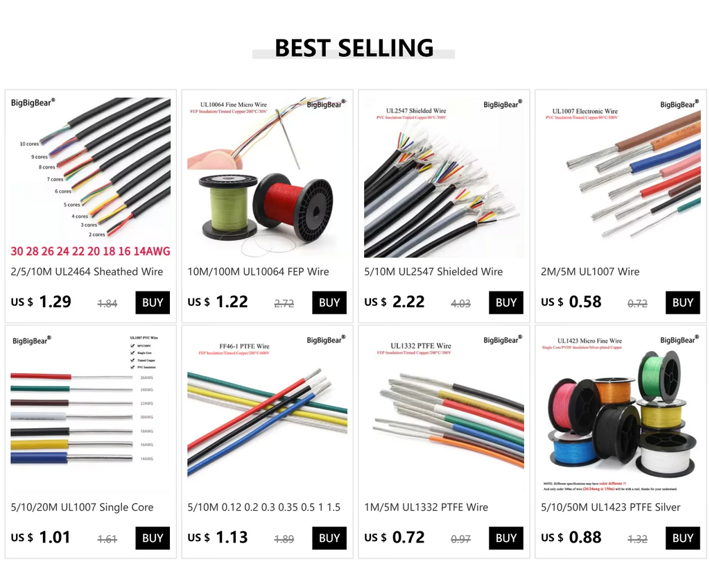 2/5/10M UL2464 Sheathed Wire Cable 30 28 26 24 22 20 18 16AWG Copper Signal Cable 2 3 4 5 6 7 8 9 10 Cores Electronic Audio Wire