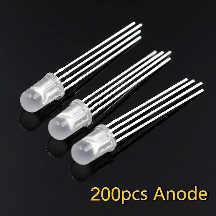 50-200PCS 5mm RGB LED Common Cathode/Anode Tri-Color Red/green/blue Diodes F5 Diffused Highlight for DIY Electronics