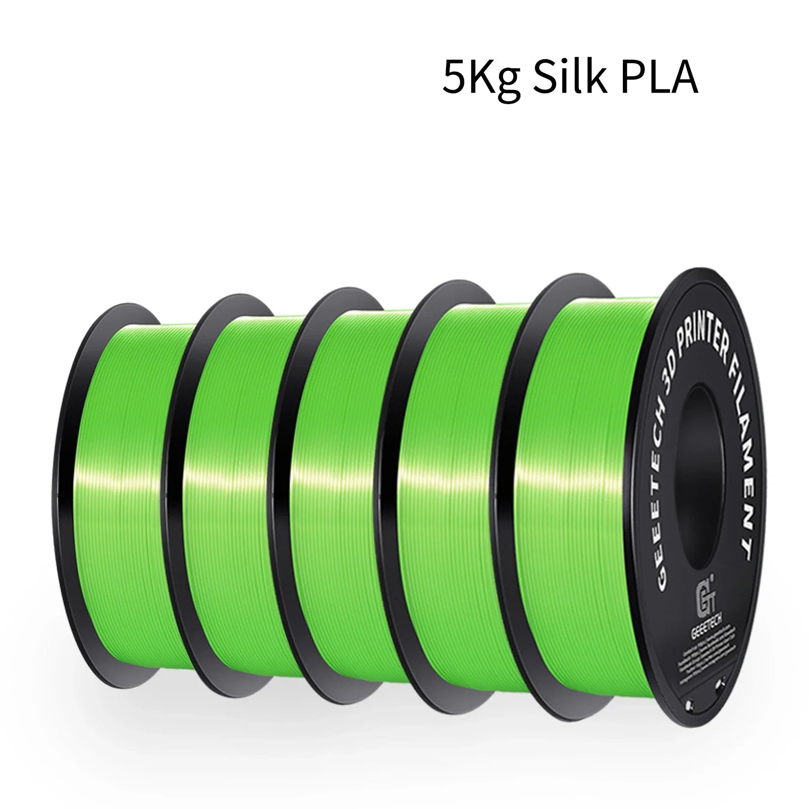 GEEETECH 5Rolls 3D Silk PLA Filament 1Kg/roll 1.75mm Spool Wire For 3D Printer Material,Safety, Vacuum packaging