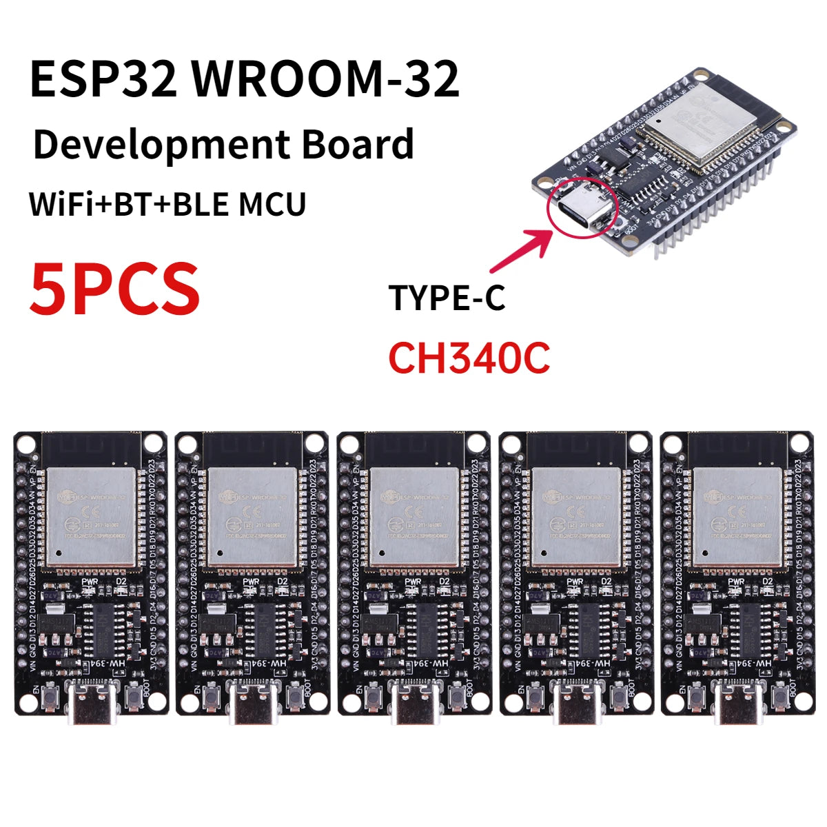 ESP32 -32 Development Board TYPE-C CH340C/ USB CP2102 WiFi+Bluetooth Ultra-Low Power Consumption Dual Core Wireless Module