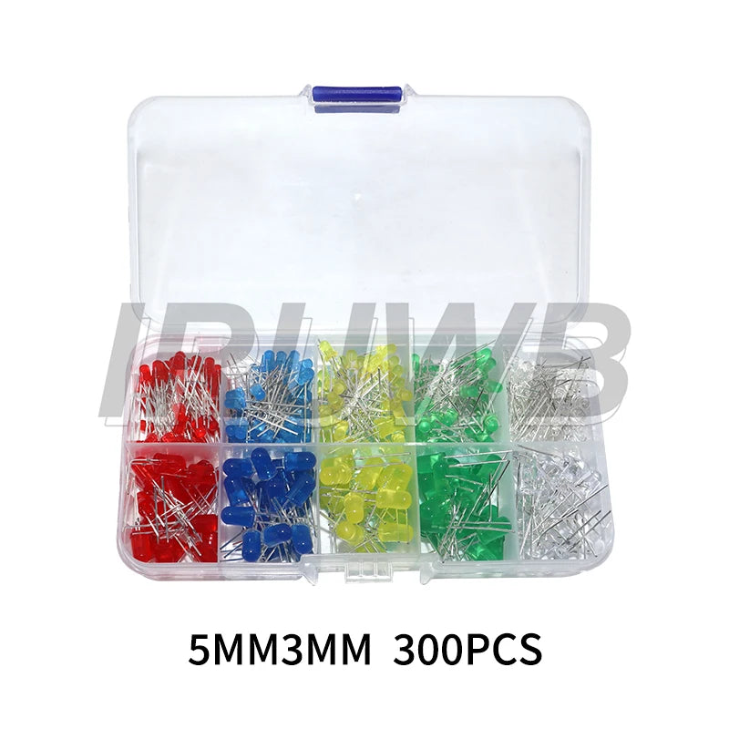 F3 F5 LED Diode Various Kits White Green Red Blue Yellow 3MM 5MM Light Emitting Diode Electronic Kit Box
