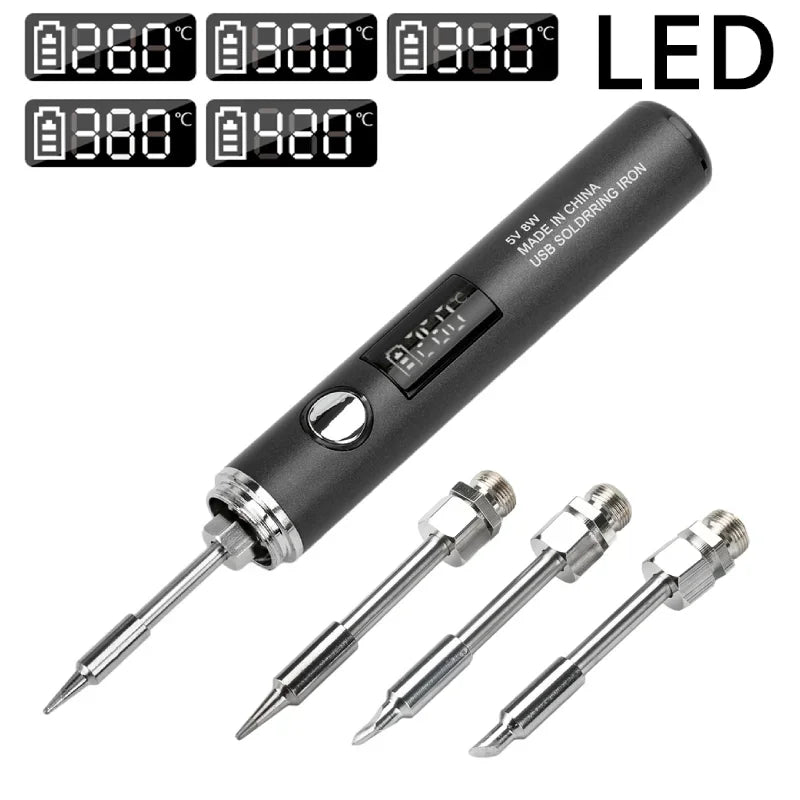 DC3.7V 2A USB Electric Soldering Iron Kit Type-C 5 Gears Temperature Adjustable 260-420 C Mini Soldering Iron Welding Tools