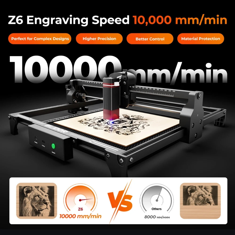 ELIDOR Z6 12W 6W Laser Engraver Machine Beginner Blue Light Diode CNC Working area 300x300mm Laser Cutting Machine DIY Gift Tool