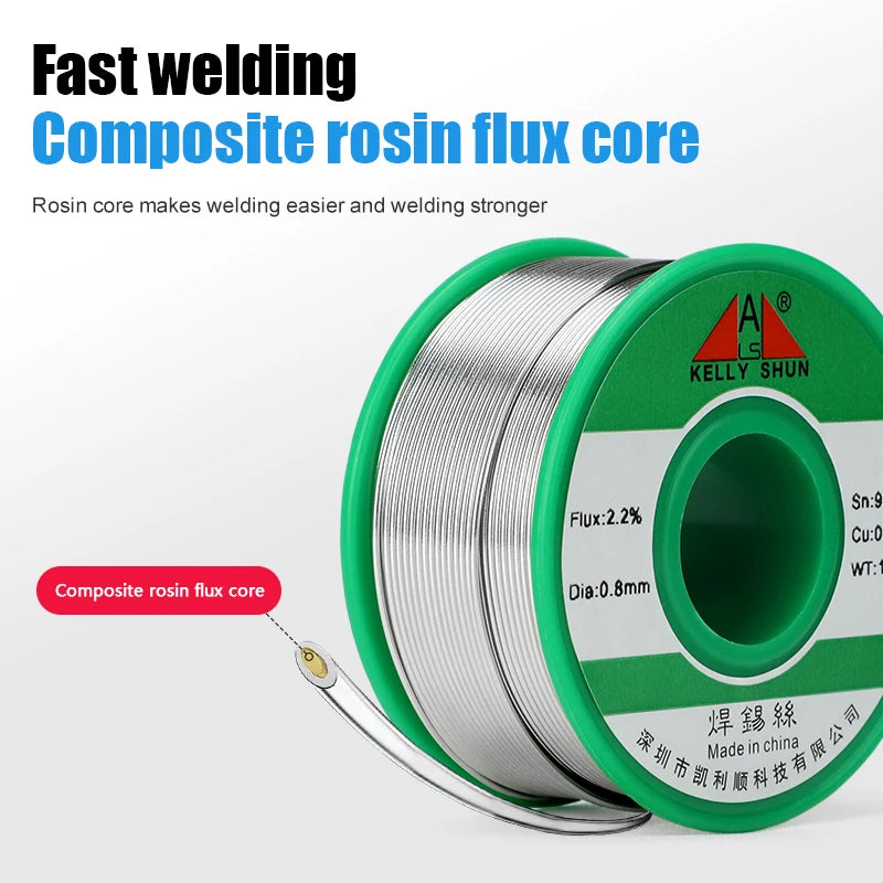 100/50G KELLYSHUN Lead Free Solder Wire 0.5/0.6/0.8/1.0/1.2mm Rosin Core High Purity Tin Wire Solder Welding Wires Sn99.3Cu0.7