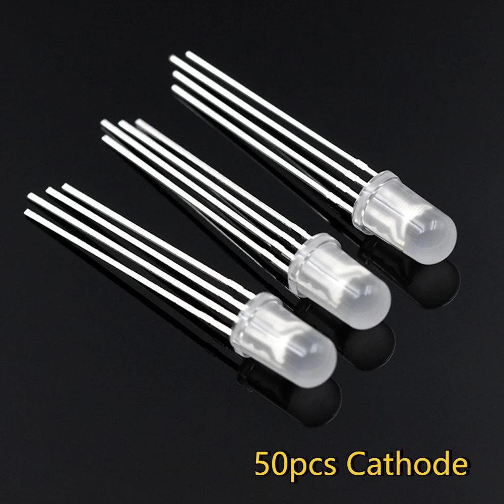50-200PCS 5mm RGB LED Common Cathode/Anode Tri-Color Red/green/blue Diodes F5 Diffused Highlight for DIY Electronics