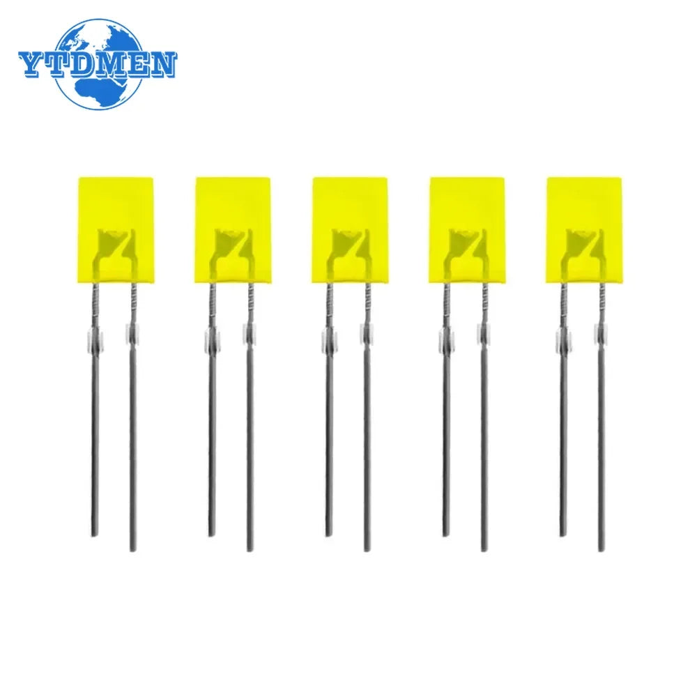 100PCS Square LED Light Emitting Diode 2*5*7mm LED Diode Red Yellow Green Blue White Diodes 2x5x7mm for DIY Electronic Kit