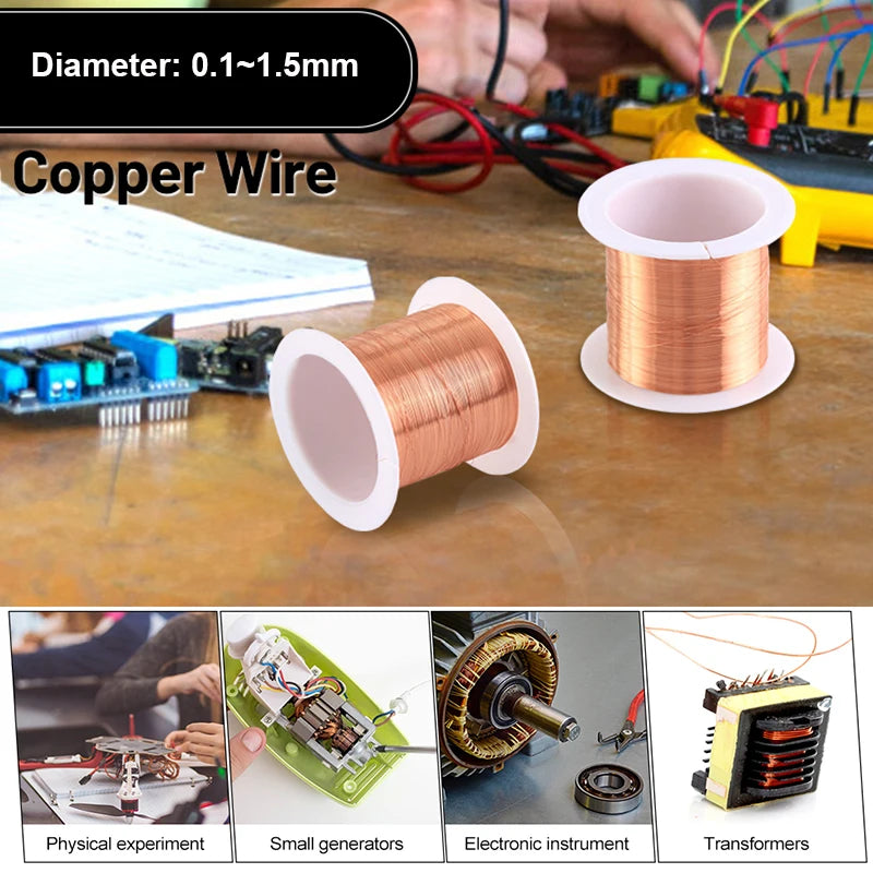 1-3Rolls 50g Copper Wire 0.1~1.5mm Cable Copper Wire Magnet Wire copper lacquer wire Enameled Copper Winding Wire