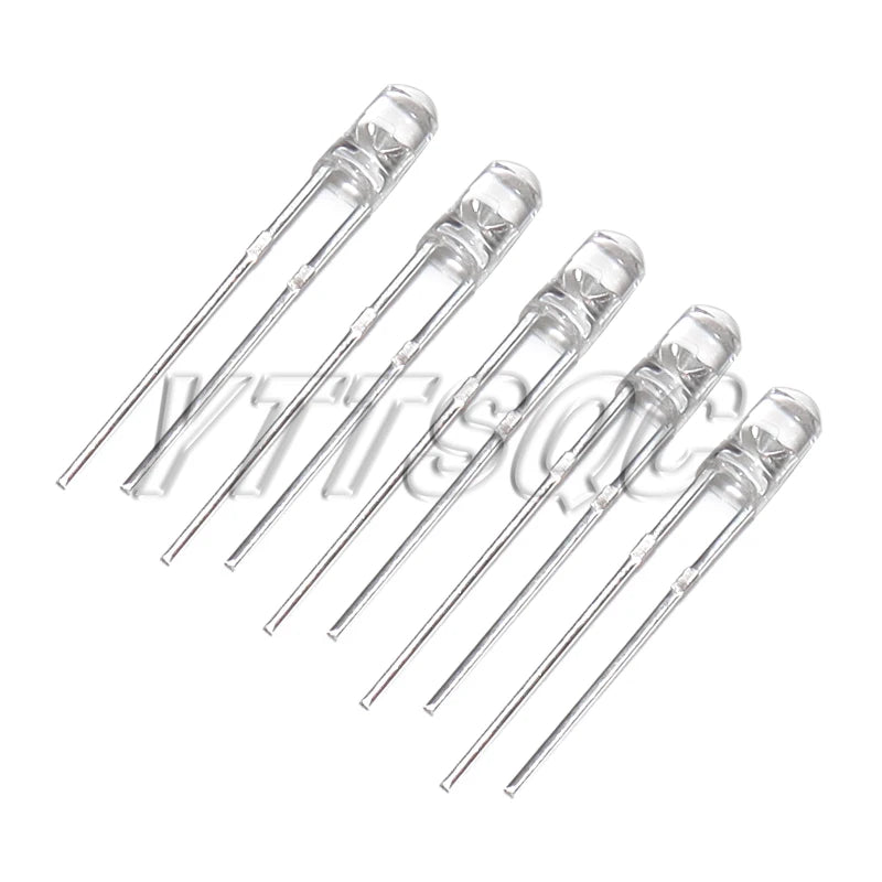 100pcs 3MM LED Diode Ultra Bright Warm White Blue Purple Red Green Yellow Orange Pink 2V 3V Multicolor Emitting Assortment
