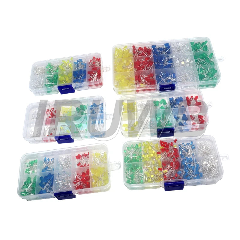 F3 F5 LED Diode Various Kits White Green Red Blue Yellow 3MM 5MM Light Emitting Diode Electronic Kit Box