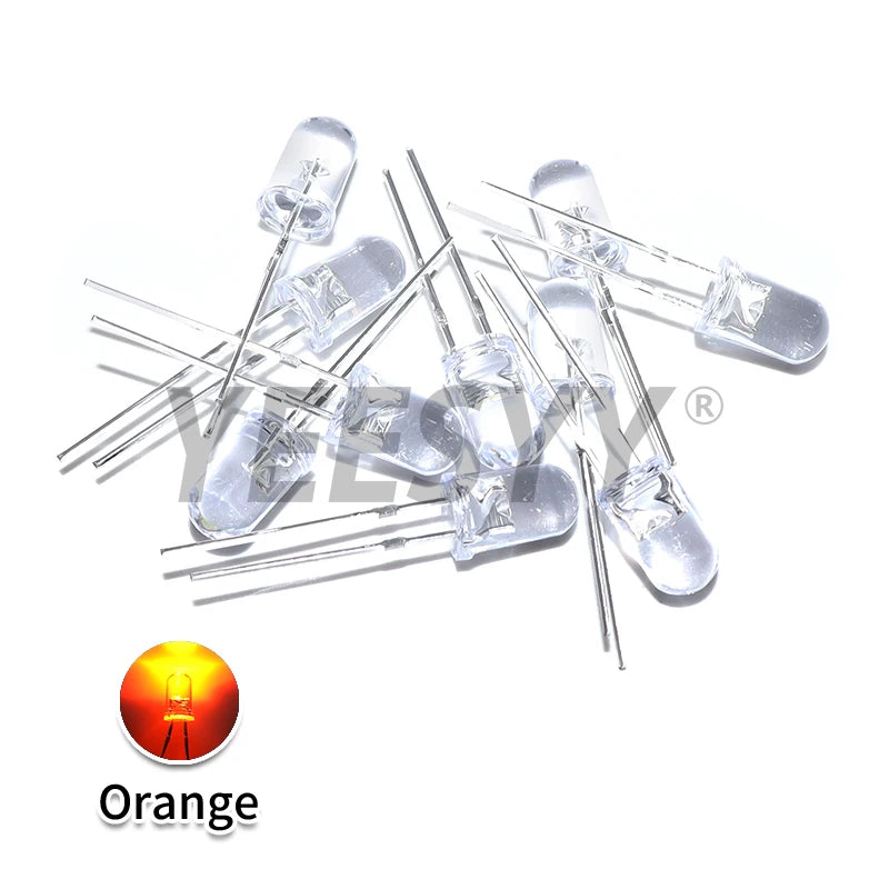 100pcs 5mm LED Diode 5 mm Assorted Kit White Green Red Blue Yellow Orange Pink Purple Warm white DIY Light Emitting Diode