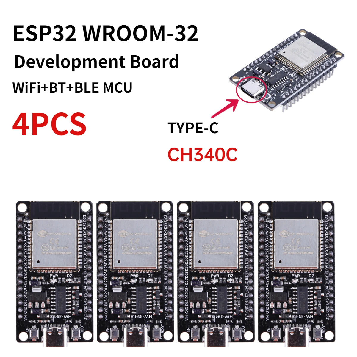 ESP32 -32 Development Board TYPE-C CH340C/ USB CP2102 WiFi+Bluetooth Ultra-Low Power Consumption Dual Core Wireless Module