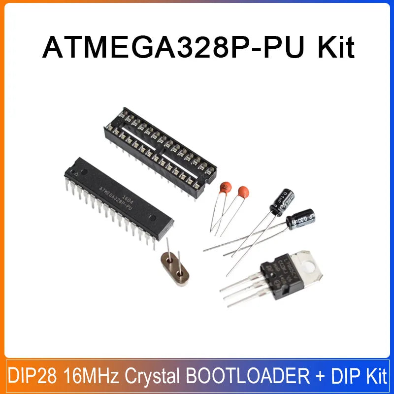 ATMEGA328P-PU & DIP Socket Kit 16MHz crystal ATMEGA328P DIP-28 Adapter board  LM7805 KIT
