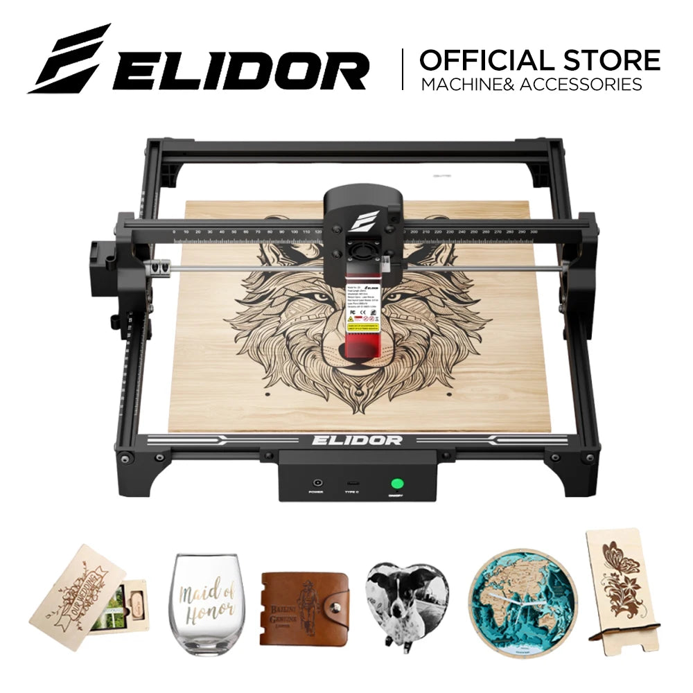ELIDOR Z6 12W 6W Laser Engraver Machine Beginner Blue Light Diode CNC Working area 300x300mm Laser Cutting Machine DIY Gift Tool