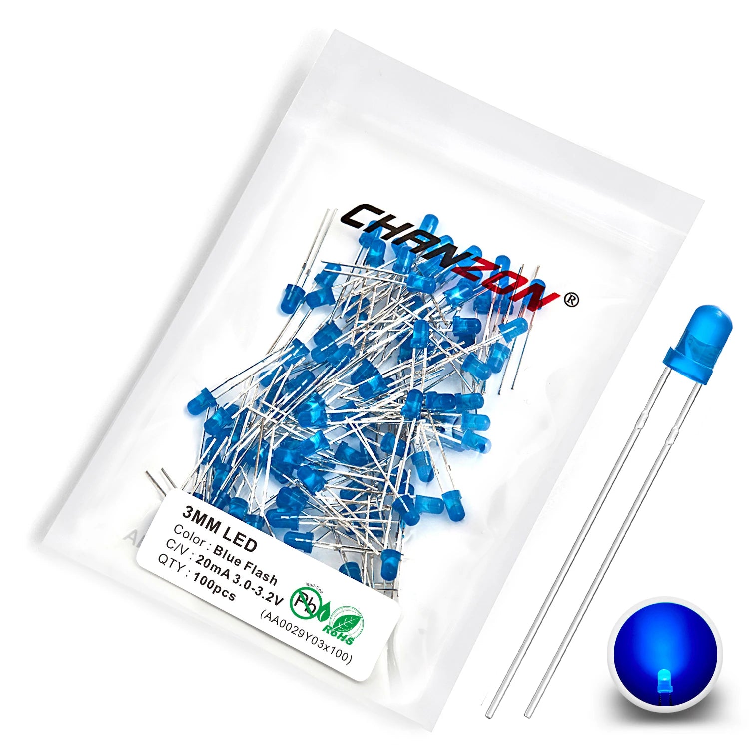 100 Pcs 3mm Led Diode Flashing White Red Green Blue Yellow Rgb Fast Slow Flash Diffused Clear Color Changing Light Emitting Lamp