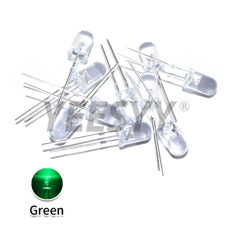 100pcs 5mm LED Diode 5 mm Assorted Kit White Green Red Blue Yellow Orange Pink Purple Warm white DIY Light Emitting Diode