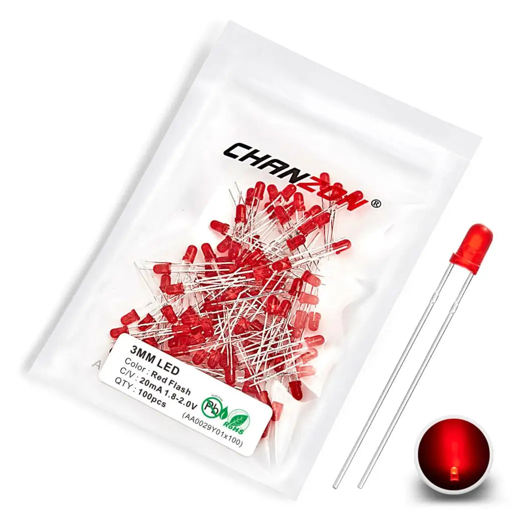 100 Pcs 3mm Led Diode Flashing White Red Green Blue Yellow Rgb Fast Slow Flash Diffused Clear Color Changing Light Emitting Lamp