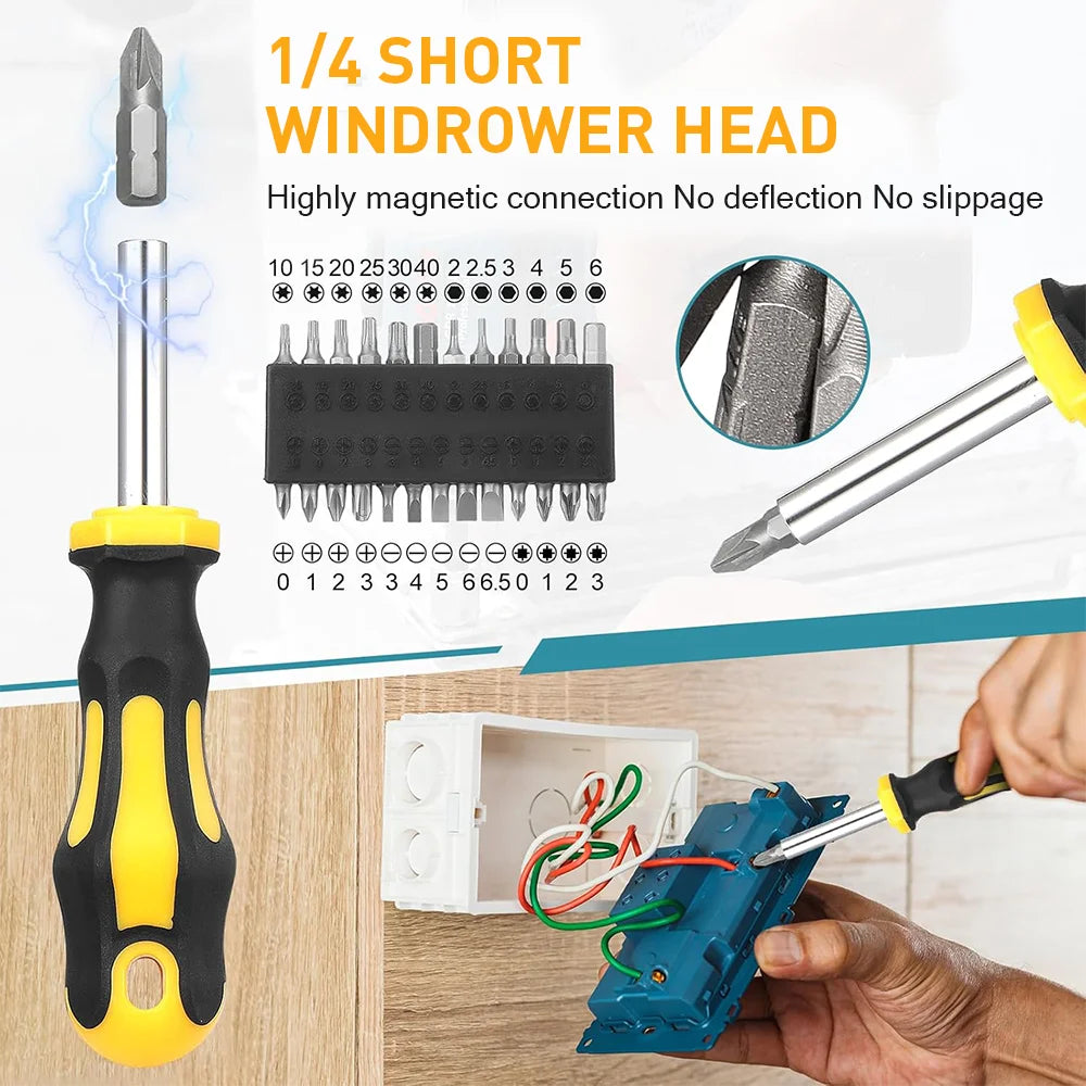 Magnetic Screwdriver Set with Case, 42pcs Precision Screwdriver Tools Includes Slotted, Phillips, Hexagonal, Torx