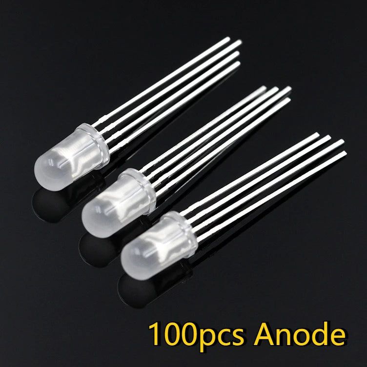 50-200PCS 5mm RGB LED Common Cathode/Anode Tri-Color Red/green/blue Diodes F5 Diffused Highlight for DIY Electronics