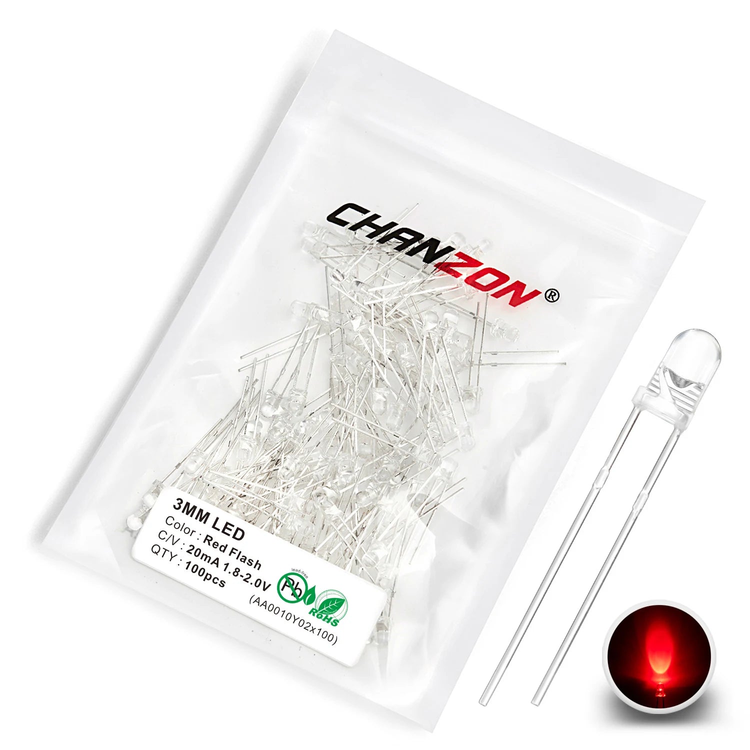 100 Pcs 3mm Led Diode Flashing White Red Green Blue Yellow Rgb Fast Slow Flash Diffused Clear Color Changing Light Emitting Lamp