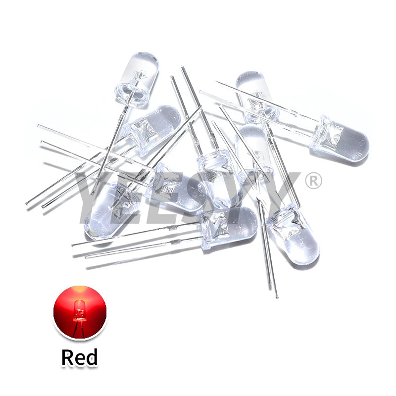 100pcs 5mm LED Diode 5 mm Assorted Kit White Green Red Blue Yellow Orange Pink Purple Warm white DIY Light Emitting Diode