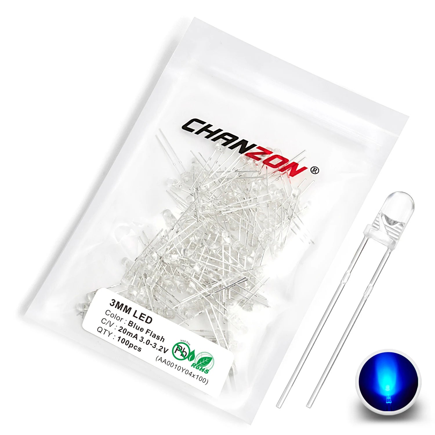 100 Pcs 3mm Led Diode Flashing White Red Green Blue Yellow Rgb Fast Slow Flash Diffused Clear Color Changing Light Emitting Lamp