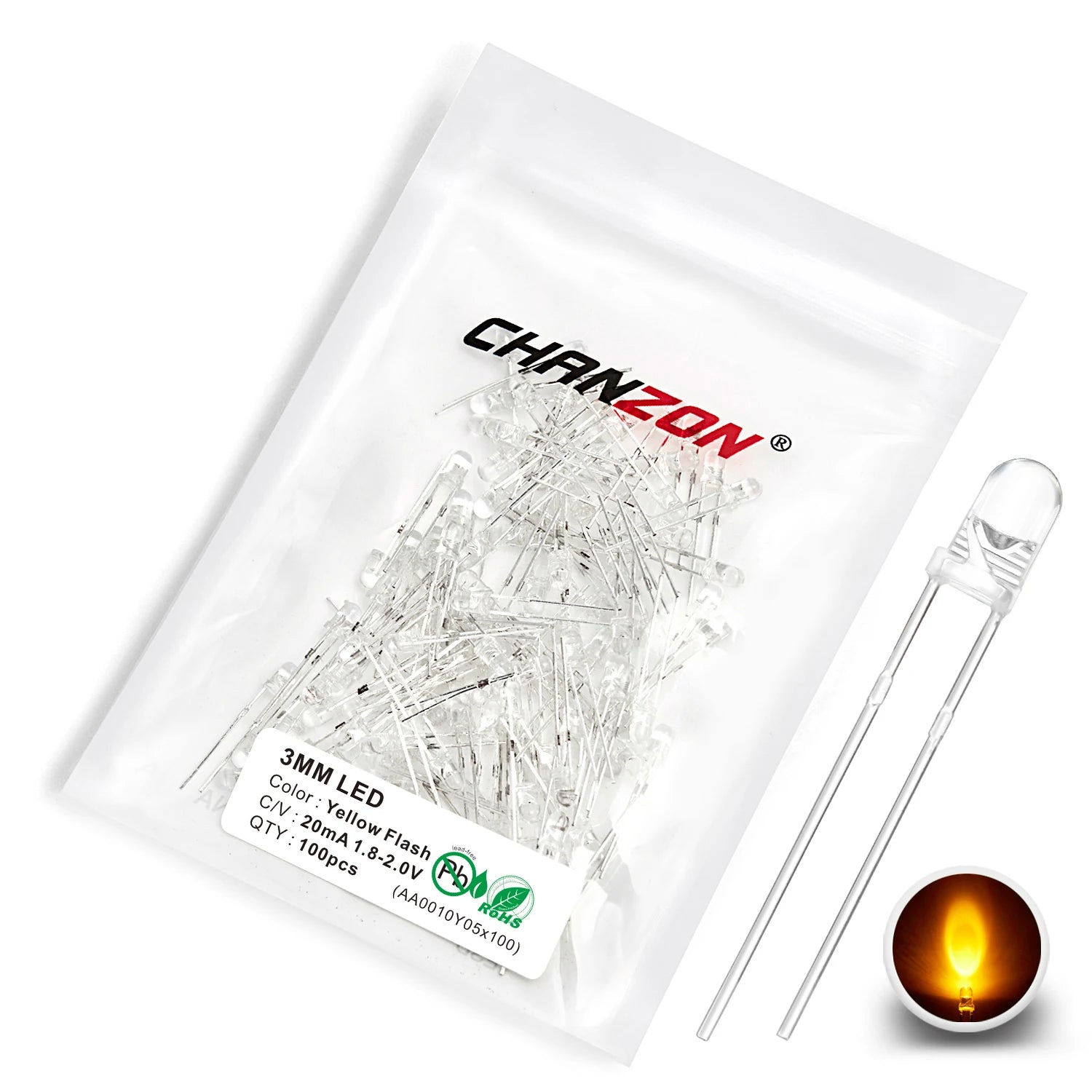 100 Pcs 3mm Led Diode Flashing White Red Green Blue Yellow Rgb Fast Slow Flash Diffused Clear Color Changing Light Emitting Lamp