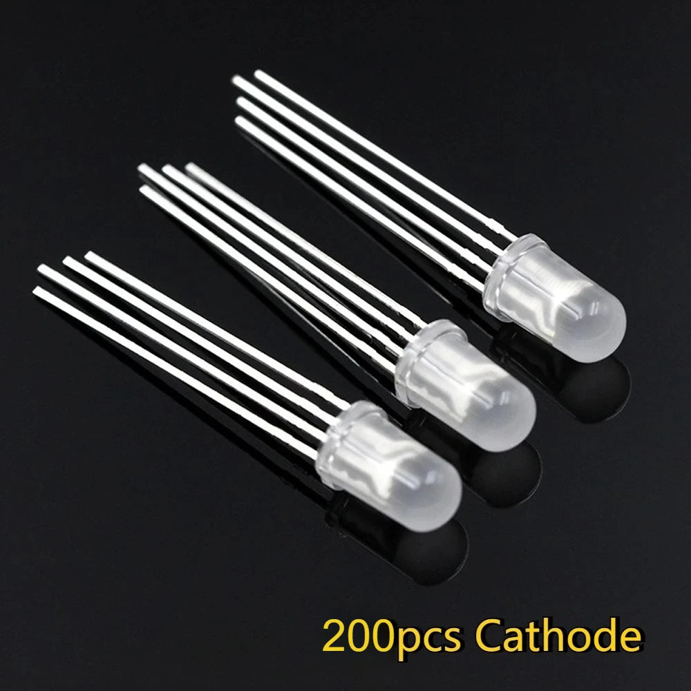 50-200PCS 5mm RGB LED Common Cathode/Anode Tri-Color Red/green/blue Diodes F5 Diffused Highlight for DIY Electronics