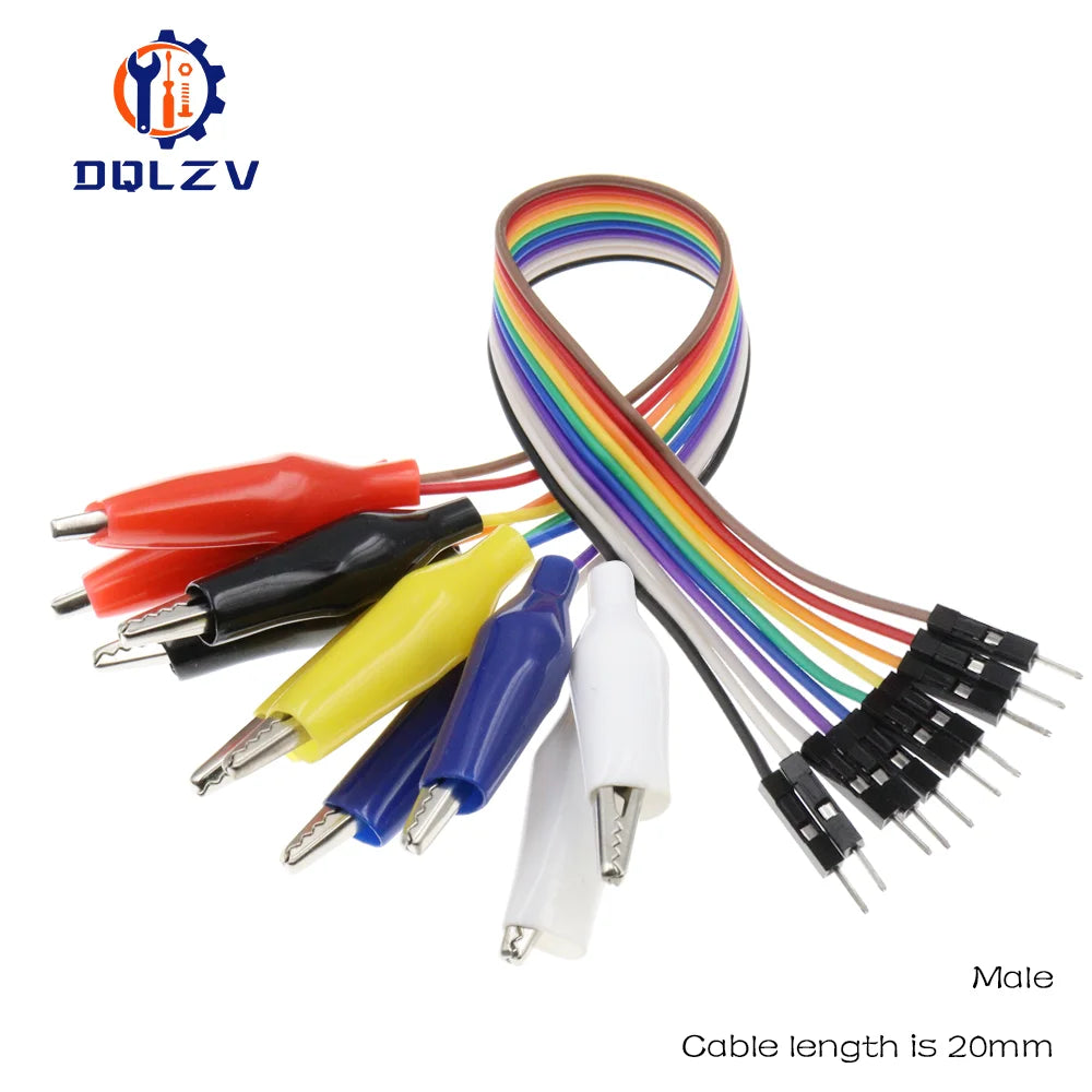 Diymore Alligator Clip To Dupont Wire 10Pin Male Crocodile Clip To Jumper Wire 10pin Female Test Lead for Arduino Raspberry Pi