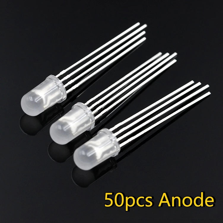 50-200PCS 5mm RGB LED Common Cathode/Anode Tri-Color Red/green/blue Diodes F5 Diffused Highlight for DIY Electronics