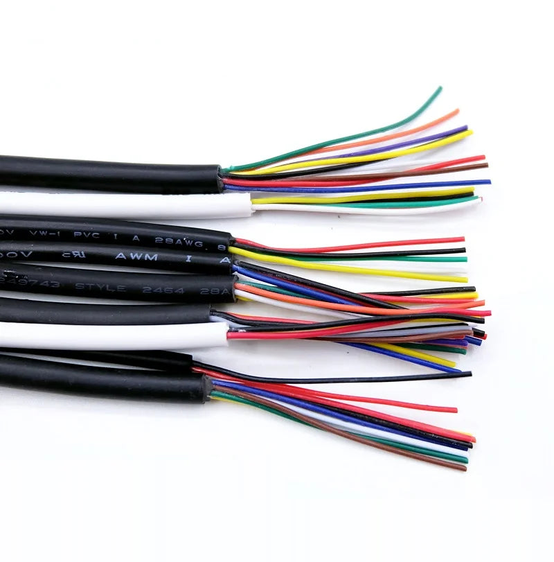 Sheathed Wire Cable 30 28 26 24 22 20 18 AWG Tinned Copper 2 3 4 5 6 7 8 10 Core Electronic Audio Wire For Automotive LED Lights
