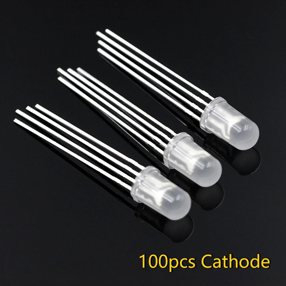 50-200PCS 5mm RGB LED Common Cathode/Anode Tri-Color Red/green/blue Diodes F5 Diffused Highlight for DIY Electronics