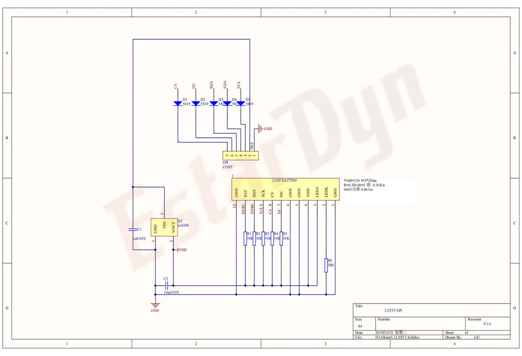 2.0 inch TFT Display240RGBx320 Dot-Matrix SPI Interface for Arduino Full Colour Display Module
