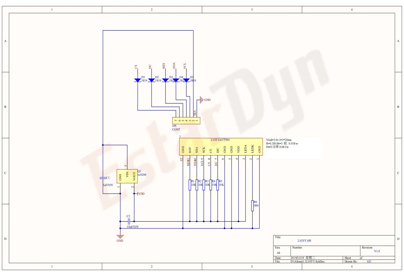 2.0 inch TFT Display240RGBx320 Dot-Matrix SPI Interface for Arduino Full Colour Display Module