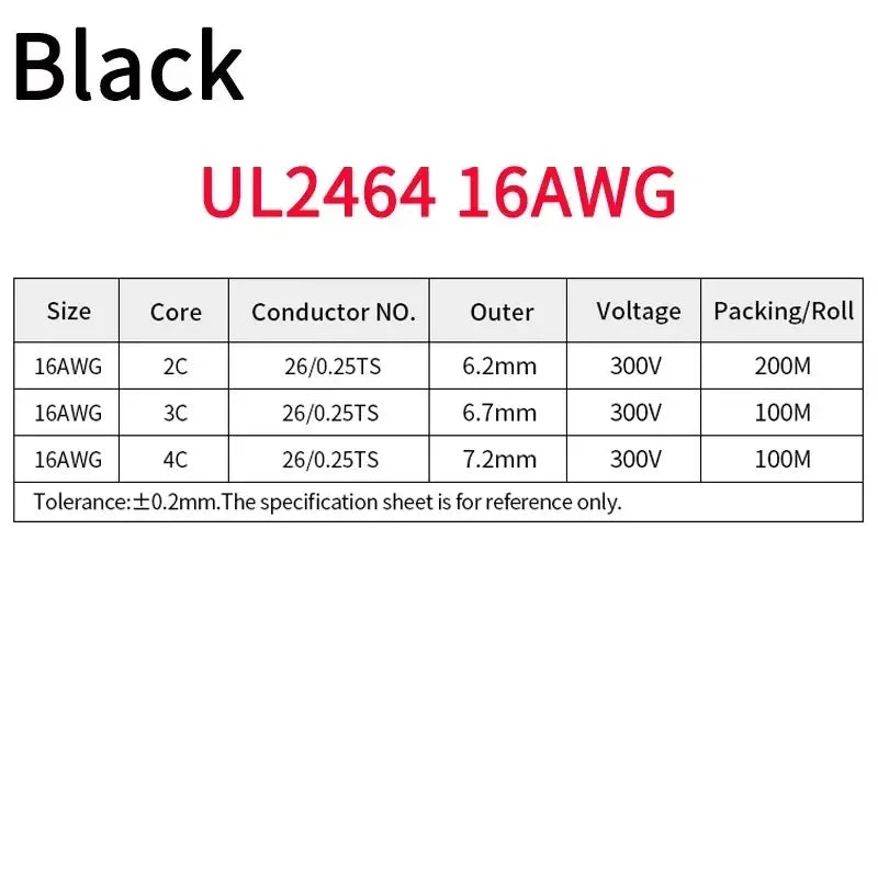 2/5/10M UL2464 Sheathed Wire Cable 30 28 26 24 22 20 18 16AWG Copper Signal Cable 2 3 4 5 6 7 8 9 10 Cores Electronic Audio Wire