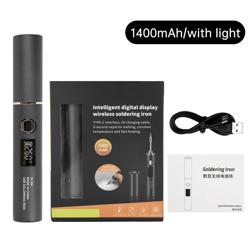 DC3.7V 2A USB Electric Soldering Iron Kit Type-C 5 Gears Temperature Adjustable 260-420 C Mini Soldering Iron Welding Tools