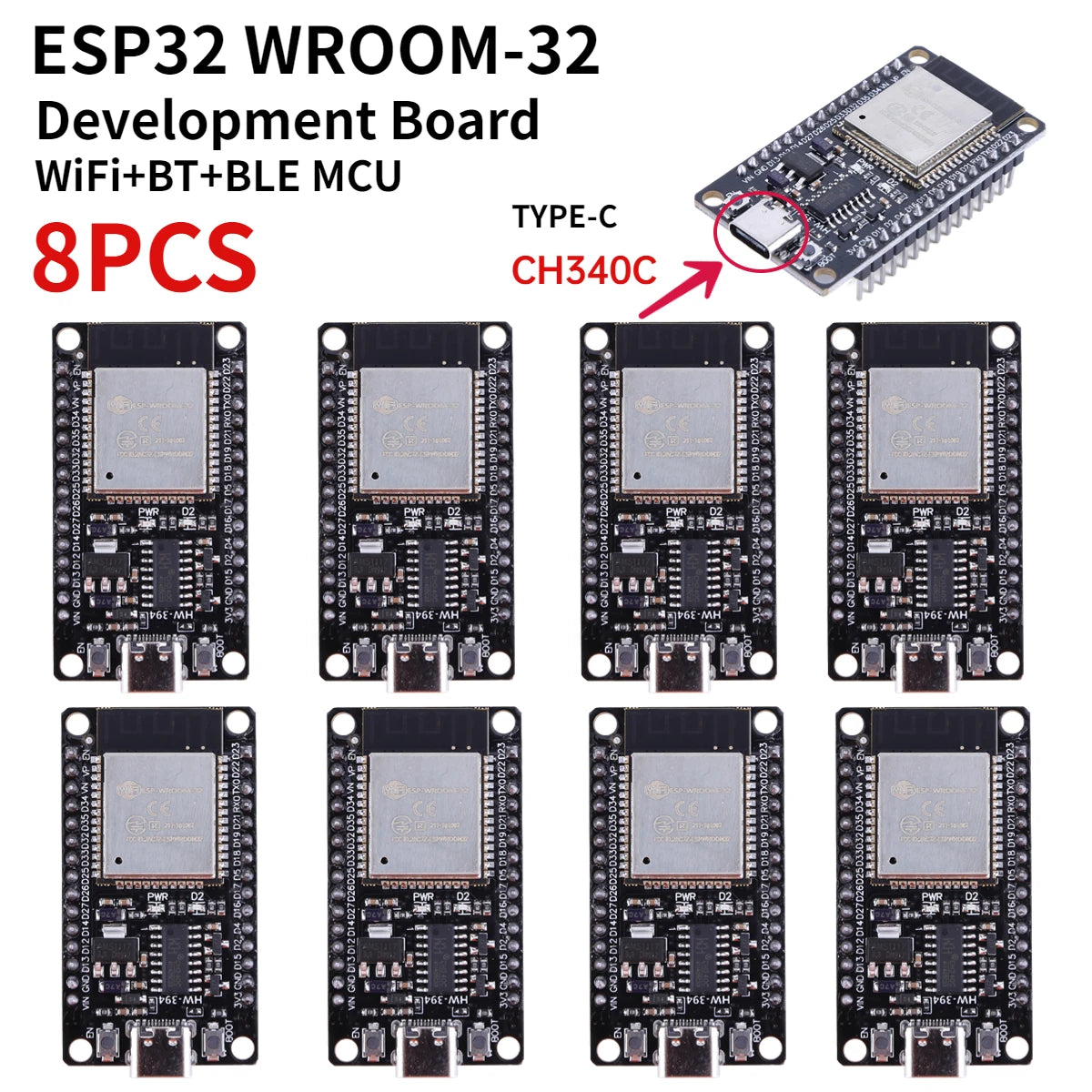 ESP32 -32 Development Board TYPE-C CH340C/ USB CP2102 WiFi+Bluetooth Ultra-Low Power Consumption Dual Core Wireless Module