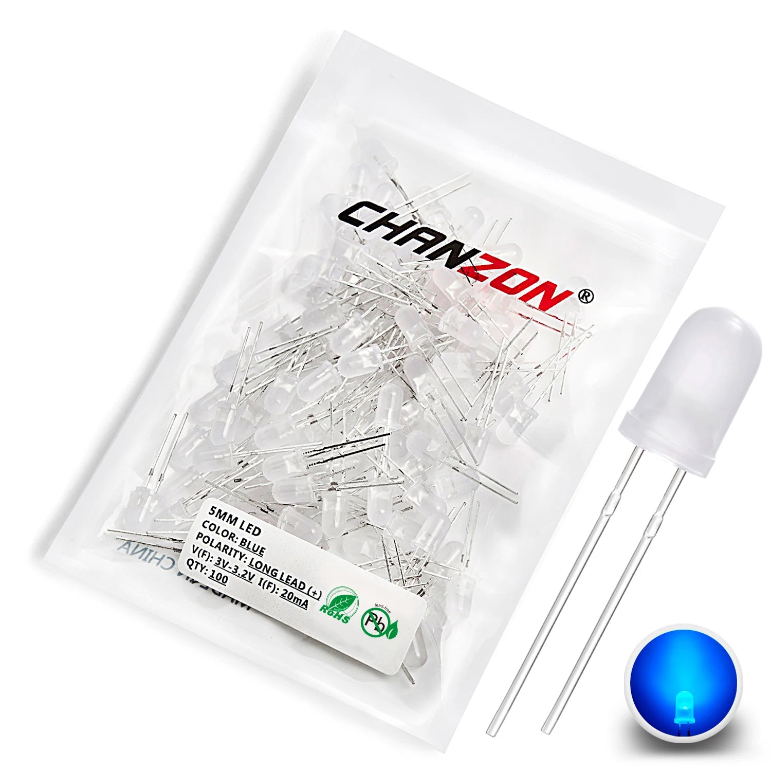 Diffused 5mm Led Diode Kit White Red Green Blue Yellow Orange 2V 3V Bulb Light Emitting Assortment Set Diy Arduino Pcb Circuit
