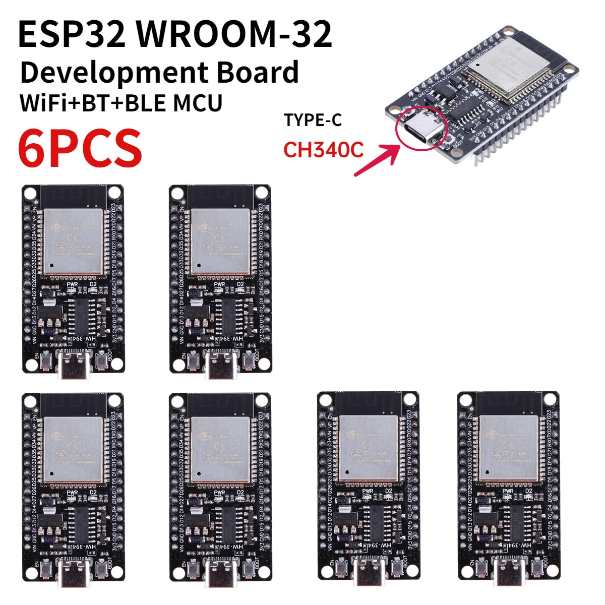 ESP32 -32 Development Board TYPE-C CH340C/ USB CP2102 WiFi+Bluetooth Ultra-Low Power Consumption Dual Core Wireless Module