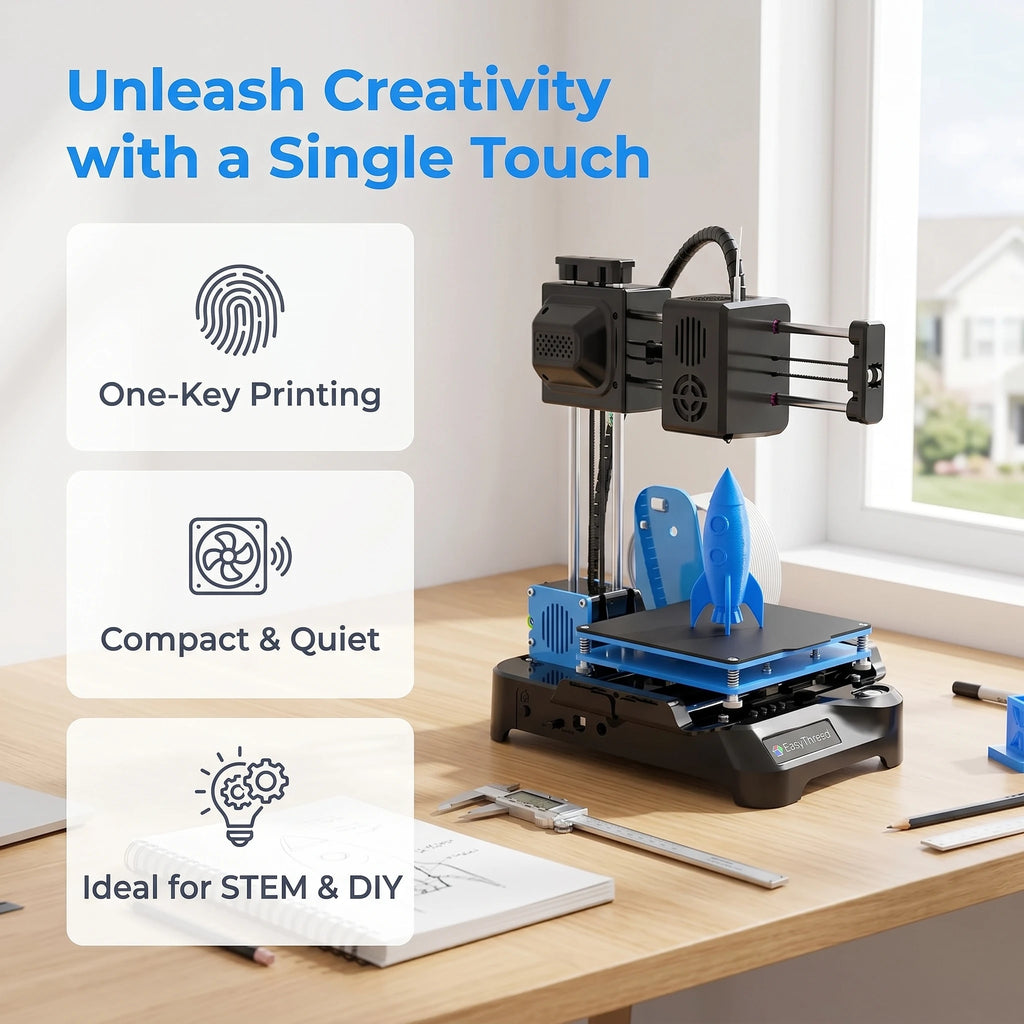 Easythreed K7 Mini FDM 3D Printer, 100x100x100mm Build Volume, Quiet Operation One Key Printing, Safe Entry Level 3D Printer for Kids Teens STEM Education Family DIY Beginners
