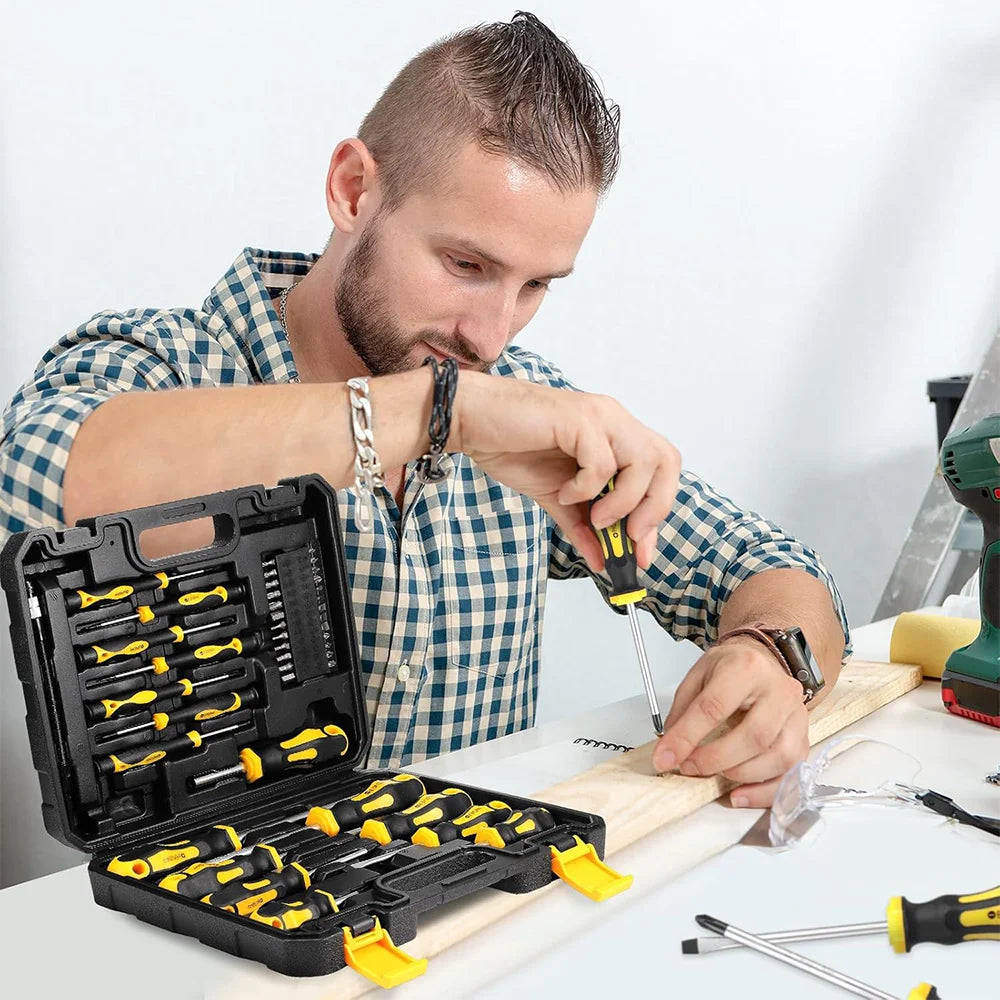 Magnetic Screwdriver Set with Case, 42pcs Precision Screwdriver Tools Includes Slotted, Phillips, Hexagonal, Torx