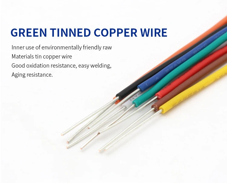 2~50m Copper Wire LED Cable 26 24 22 20 18 16 14 AWG Solid Line PVC Insulation Tinned Plating Single Core 1007 Electric Line