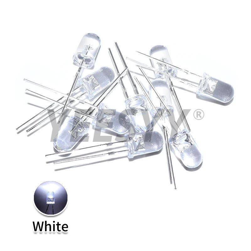 100pcs 5mm LED Diode 5 mm Assorted Kit White Green Red Blue Yellow Orange Pink Purple Warm white DIY Light Emitting Diode